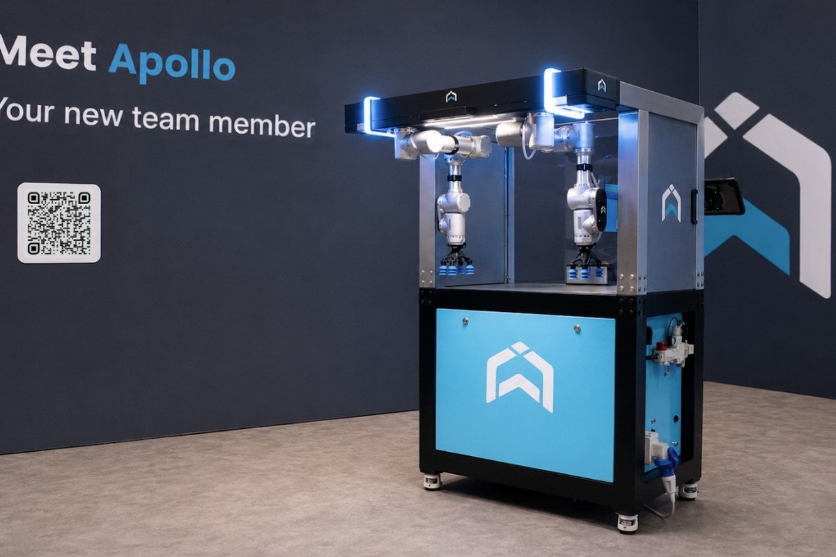 Leap AI Apollo robot displayed at an exhibition stand